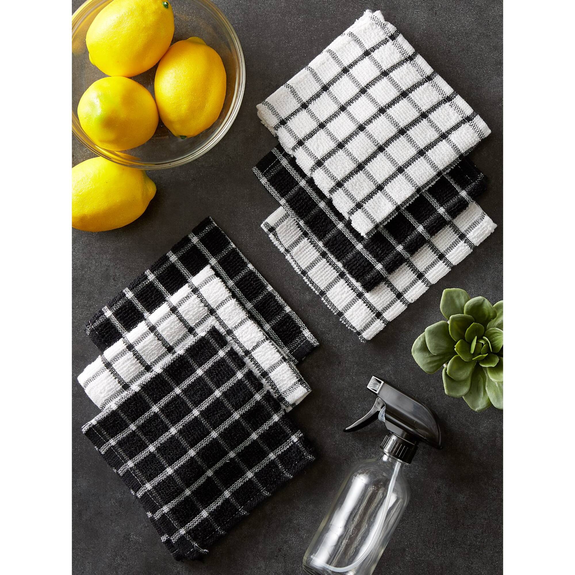 DII® Black & White Windowpane Terry Dishcloths, 6ct.